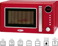 Clatronic MWG 790 2in1 Mikrowelle Retro-Design, 700 W Mikrowellenleistung, 1000 W Grillleistung, 20 L Garraum, Timerfunktion, Kindersicherung -Küchen Profi 36aa80a57501033c7261d05abcb74dea