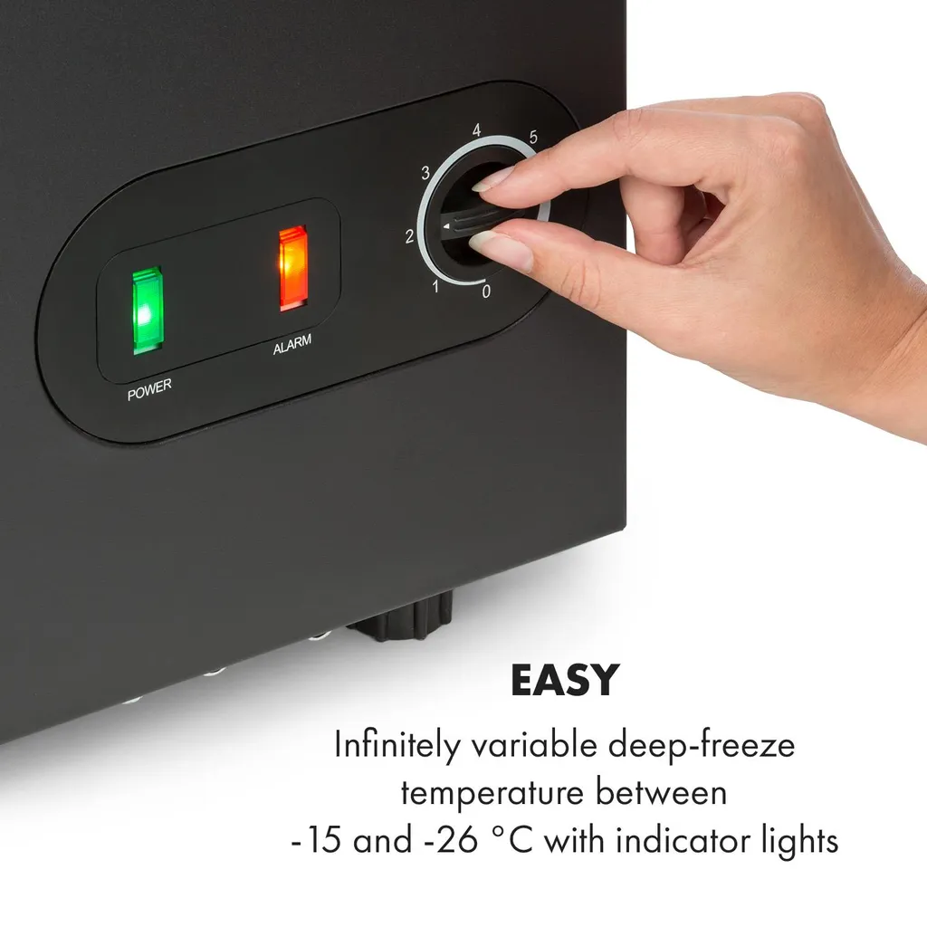 Klarstein Gefrierschrank Gefriertruhe - Tiefkühltruhe Gefrierbox - Temperaturregler - Bodenrollen - Freistehend - 50 Liter - Mattschwarz Tiefkühlschrank Freistehend Gefriertruhe Gefrierschrank Groß Kühltruhe Gefriergeräte 8 Klarstein Gefrierschrank Gefriertruhe - Tiefkühltruhe Gefrierbox - Temperaturregler - Bodenrollen - Freistehend - 50 Liter - Mattschwarz Tiefkühlschrank Freistehend Gefriertruhe Gefrierschrank Groß Kühltruhe Gefriergeräte – Bild 6