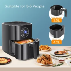 Aigostar Mini Cube -3,5L, 7 In 1 Heißluftfritteuse Heisluft Airfryer Mit Schneller Luftzirkulation Und 60 Min Timer, Auto-Off Sicherheitssensoren Fritteuse, Antihaft-Korb, Schwarz -Küchen Profi 385670bd39838ce1a52468f39eb04790