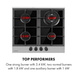 Klarstein Alchemist 4 Zonen Gaskochfeld , 4-flammig , Autark , 58,3 Cm , Einbau , Aluminium-Brenner , Stark-Brenner , Erdgas/Butangas , Edelstahl , Automatische Abschaltung , Topfträger Aus Gusseisen , Glaskeramik , Inkl. Schlauch Und Druckminderer , Schwarz 16 Klarstein Alchemist 4 Zonen Gaskochfeld , 4-flammig , Autark , 58,3 Cm , Einbau , Aluminium-Brenner , Stark-Brenner , Erdgas/Butangas , Edelstahl , Automatische Abschaltung , Topfträger Aus Gusseisen , Glaskeramik , Inkl. Schlauch Und Druckminderer , Schwarz -Küchen Profi 38634c95b256dd4ea38dcc762d9ba3c6