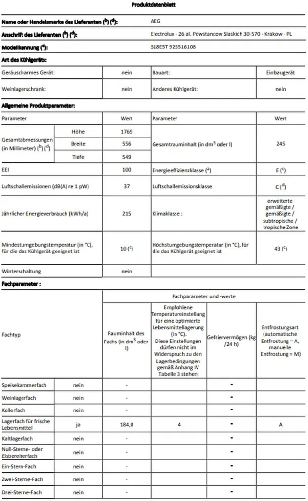 Bosch AEG - S18E5T - Einbau-Kühl-Gefrierkombination - NoFrost - Festtür-Technik 6 Bosch AEG - S18E5T - Einbau-Kühl-Gefrierkombination - NoFrost - Festtür-Technik – Bild 4