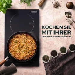 AREBOS Induktionskochfeld 3000W, 2 Kochfelder, 30 Cm, Autark Mit Sensor Touch, Timer, Kindersicherung, Überhitzungsschutz, Autoabschaltung -Küchen Profi 39367abca58e8b12768854b0f64b7e47