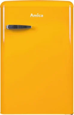 Amica KS 15613 Y, Kühlschrank Mit Gefrierfach Im Retro Design, 85 Cm Höhe, Honey Yellow,