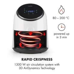 AirVital Heißluftfritteuse 1300W 2,5l CeraPlus-Antihaft Touch Weiß -Küchen Profi 3dbd3303c1e0a44510aa727ed722cce6