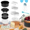 Lospitch Heißluftfritteuse Zubehör 8 Zoll 12tlg. Fritteuse Set Inkl. Brotbackkorb Pizzapfanne Silikonpfanne Grillrost Spieße Kompaktfriteusen -Küchen Profi 3de40d922b064f0bf64a2fd243ff7649