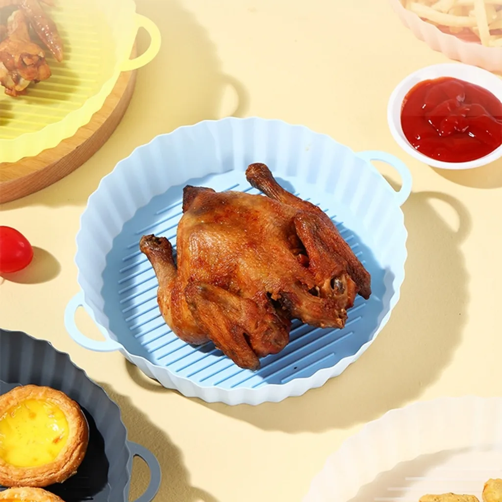 2 Stück Air Fryer Silikon Topf Wiederverwendbar Ersatzeinlagen Korb Backofen Pad Hitzebeständige Backblech Fried Pizza Heißluftfritteuse Matte Blau 18,5*21*4cm 11 2 Stück Air Fryer Silikon Topf Wiederverwendbar Ersatzeinlagen Korb Backofen Pad Hitzebeständige Backblech Fried Pizza Heißluftfritteuse Matte Blau 18,5*21*4cm – Bild 9
