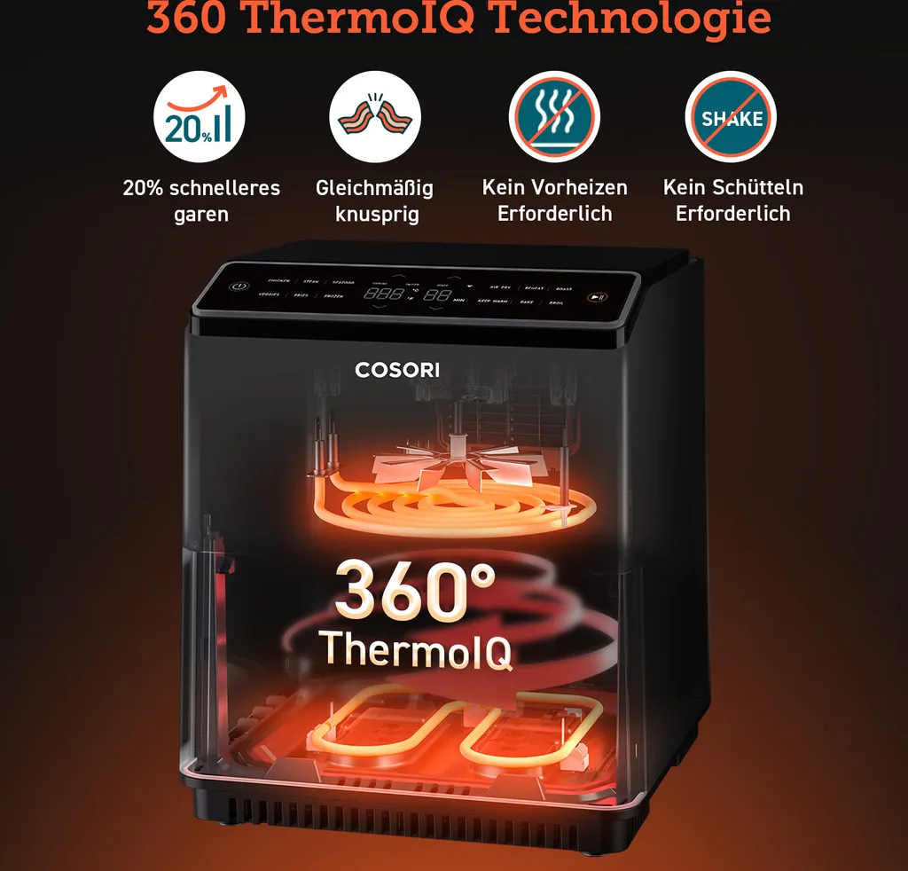 COSORI 6.4L DUAL BLAZE XXL Heißluftfritteuse, Grau 14 COSORI 6.4L DUAL BLAZE XXL Heißluftfritteuse, Grau – Bild 12