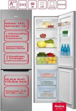 Amica - KGCL 387 150 E - Kühl-Gefrierkombination - Edelstahloptik -Küchen Profi 3f98bea6cd4ab76080a0c312dff04cdf