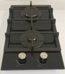 Hirogas Gaskochfeld 2 Brenner Glaskeramik Schwarz Einbau 30cm Erdgas LPG