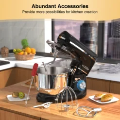 KUCCU Küchenmaschine,1500W Leistungsstarke Knetmaschine, Mit Knet-und Rührfunktion 6 Geschwindigkeiten Geräuscharme Teigknetmaschine 6,5 Liter Edelstahlschüssel Knethaken & Schneebesen Spritzschutz -Küchen Profi 41a01e37812394887f25892badb1f35d