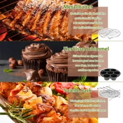 Lospitch Heißluftfritteuse Zubehör 8 Zoll 12tlg. Fritteuse Set Inkl. Brotbackkorb Pizzapfanne Silikonpfanne Grillrost Spieße Kompaktfriteusen -Küchen Profi 452e1279efbc5162a002bffa834b9ca9