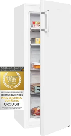 Exquisit Gefrierschrank GS231-NF-H-040D Weiss | 161 L Nutzinhalt | NoFrost | Umluftkühlung | LED-Anzeige | Wechselbarer Türanschlag