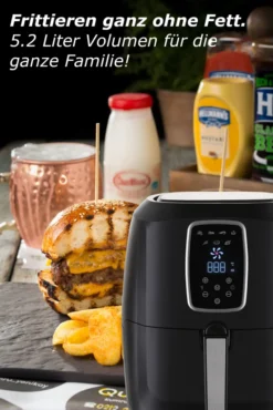 LMG Heißluftfritteuse XXL Premium 5.2L - Airfryer Mit Touch-Bedienfeld, Neueste Technik, 100% Knusprig, Ohne Fett – Backen, Frittieren, Grillen, Rösten - Spülmaschinenfest - Extrem Leise Anwendung 12 LMG Heißluftfritteuse XXL Premium 5.2L - Airfryer Mit Touch-Bedienfeld, Neueste Technik, 100% Knusprig, Ohne Fett – Backen, Frittieren, Grillen, Rösten - Spülmaschinenfest - Extrem Leise Anwendung -Küchen Profi 474b94566d7e391d9ec852aec5928f60