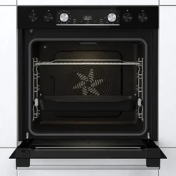 Gorenje Black Set 4 PYROLYSE Einbauherd - Set Mit Glaskeramik-Kochfeld Mit Edelstahlrahmen - 77L XXL Volumen - GentleClose - AirFry - PizzaMode - ChildLock - PerfectGrill - Teleskopauszüge - Schwarz -Küchen Profi 48ba6731dda341bc2ff8cfe8d39ca193