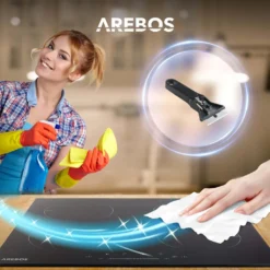 AREBOS Induktionskochfeld 3000W, 2 Kochfelder, 30 Cm, Autark Mit Sensor Touch, Timer, Kindersicherung, Überhitzungsschutz, Autoabschaltung -Küchen Profi 4bc26e3aecc71f33fd3430e37c58cc1c