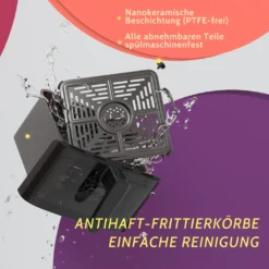 KYVOL Heißluftfritteuse XXL, 5,7L Heißluft-Fritteuse Mit Digitalem LED-Touchscreen, Fritteusen Airfryer Mit Sichtfenster 8 Kochprogrammen, Rezepte Auf Deutsch, Antihaft-Frittierkörben, Ohne Fett, 1350W -Küchen Profi 4c644510eb46cf4ace60cbe2d942245c