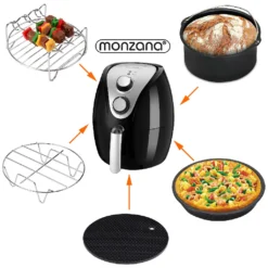 Monzana Heißluftfritteuse Zubehör 8tlg. Fritteuse Set Inkl. Brotbackkorb 3,6L Pizzapfanne Silikonpfanne Grillrost Spieße -Küchen Profi 4cc4128367a44659138245b57e246c9d