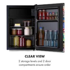 Klarstein Cool Vibe 70+ Kühlschrank , , Volumen: 70 Liter , VividArt Concept: Tür Mit Stickerbomb-Design Print , Eisfach , Eiswürfelform , Geräuschentwicklung: 42 DB , Schwarz -Küchen Profi 4e20d4c5a4696a4f2e17803796f59eb8