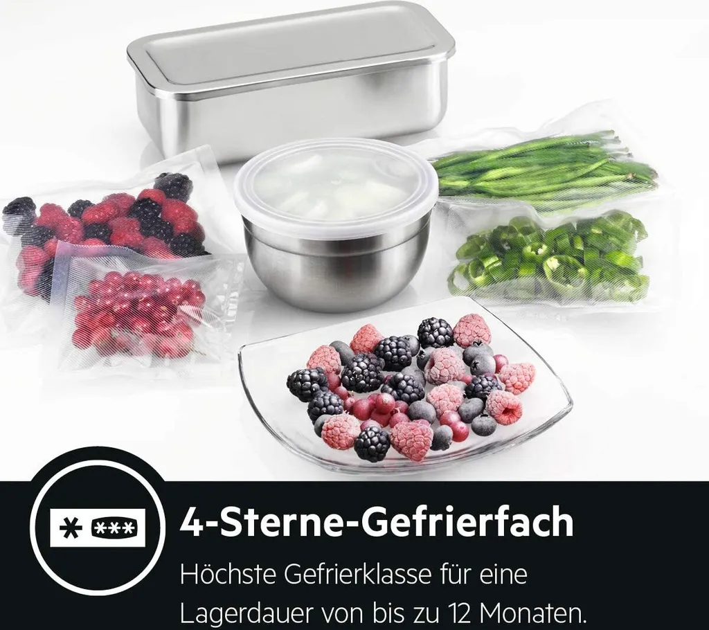 AEG RCB632E4MM Freistehende Kühl-Gefrierkombination / 1860 Mm / / Gefrierteil Unten / 324 L / CustomFlex - Flexibles Türablagesystem / NoFrost / Farbe: Edelstahl-Türen, Seiten Grau 13 AEG RCB632E4MM Freistehende Kühl-Gefrierkombination / 1860 Mm / / Gefrierteil Unten / 324 L / CustomFlex - Flexibles Türablagesystem / NoFrost / Farbe: Edelstahl-Türen, Seiten Grau – Bild 11