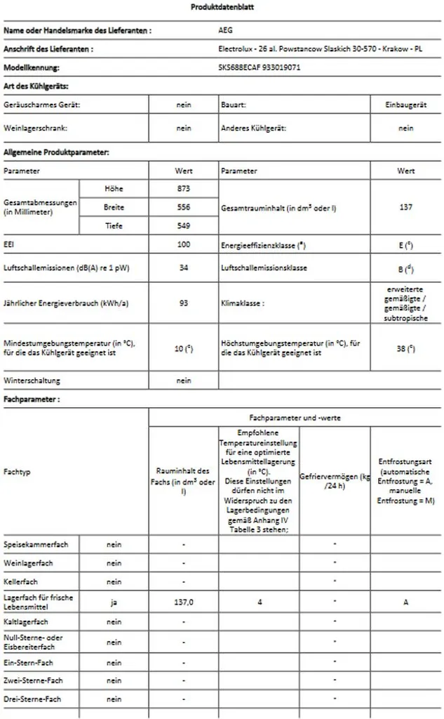 AEG - SKS688ECAF - Einbau-Kühlschrank - Festtür-Technik 7 AEG - SKS688ECAF - Einbau-Kühlschrank - Festtür-Technik – Bild 5
