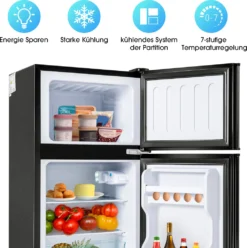 Merax Table Top Kühlschrank BCD-86A, 87 Cm Hoch, 43 Cm Breit, 60 L, Mini Kühlschrank Mit Gefrierfach, Doppeltür Und LED-Beleuchtung, Kühl-und Gefrierfunktion, Freistehend Und Klein -Küchen Profi 53a99dad0cddecefbbc96586a19df481