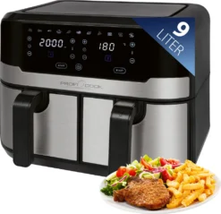 ProfiCook® Doppel-Heißluftfritteuse 9 Liter, XXL Heißluftfritteuse Doppelkammer, Frittieren Mit Heißer Luft Ohne Zusätzliches Öl, 9 Programme, Air Fryer, Touchscreen, PC-FR 1242 H, 2400W