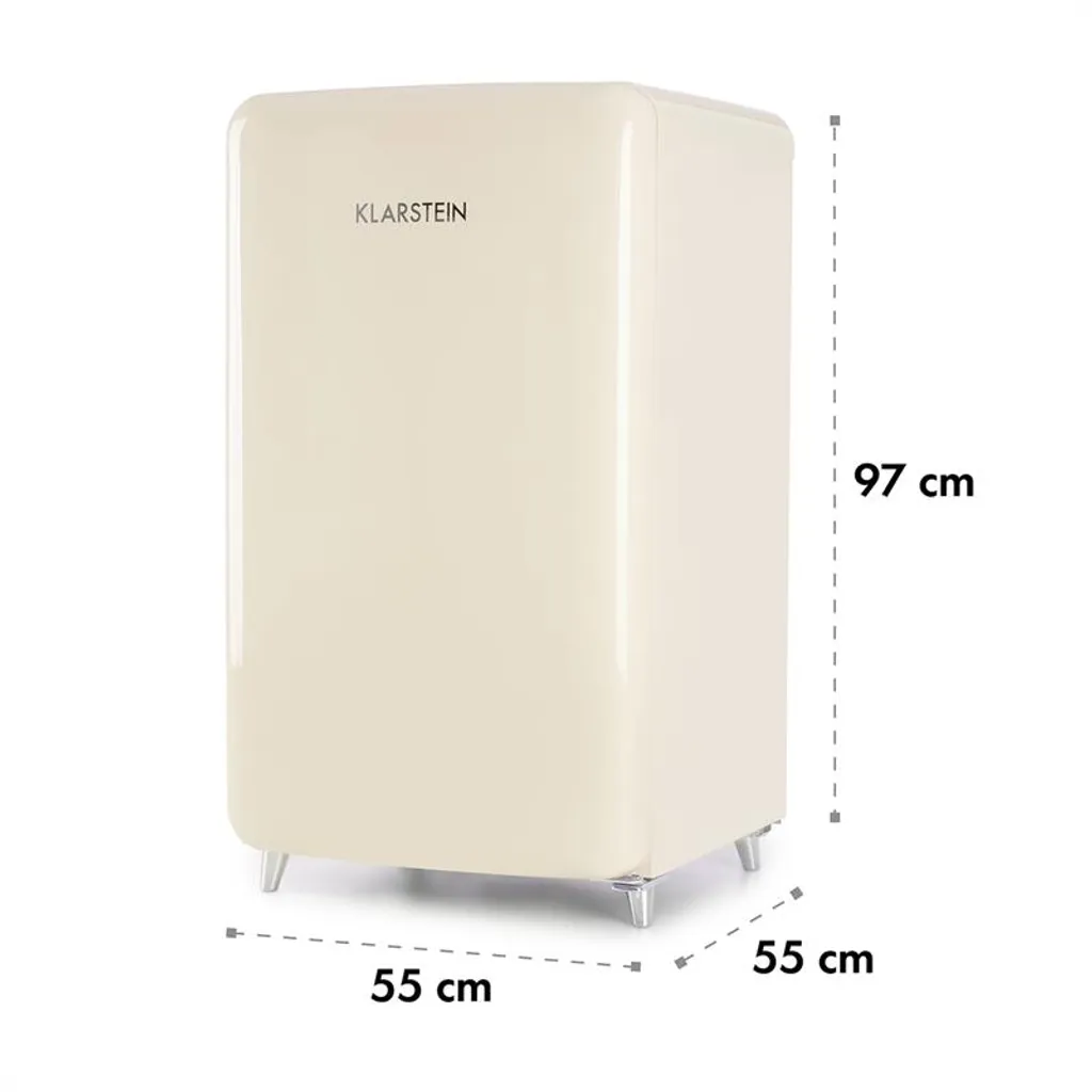Klarstein Popart Cream - Kühlschrank, Standkühlschrank, Retro Look Der 50er, 108 Liter Volumen, 13 Liter Gefrierfach, Blitzkühl-Funktion, Gemüsefach, 2 X Regal, Flaschenfach, Creme 10 Klarstein Popart Cream - Kühlschrank, Standkühlschrank, Retro Look Der 50er, 108 Liter Volumen, 13 Liter Gefrierfach, Blitzkühl-Funktion, Gemüsefach, 2 X Regal, Flaschenfach, Creme – Bild 8