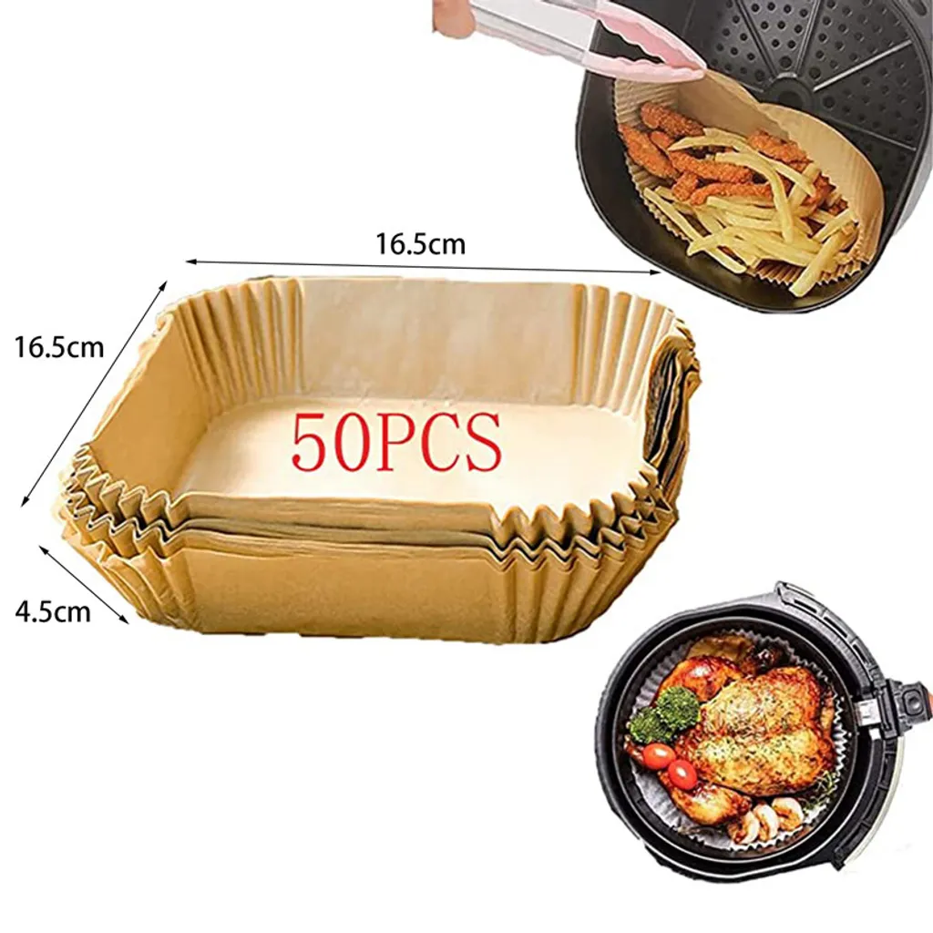50 Stück Luftfritteuse Einweg Papiermatte Backölbeständiges Und ölabsorbierendes Papier Für Grillofen, 16.5*16.5*4.5cm 8 50 Stück Luftfritteuse Einweg Papiermatte Backölbeständiges Und ölabsorbierendes Papier Für Grillofen, 16.5*16.5*4.5cm – Bild 6