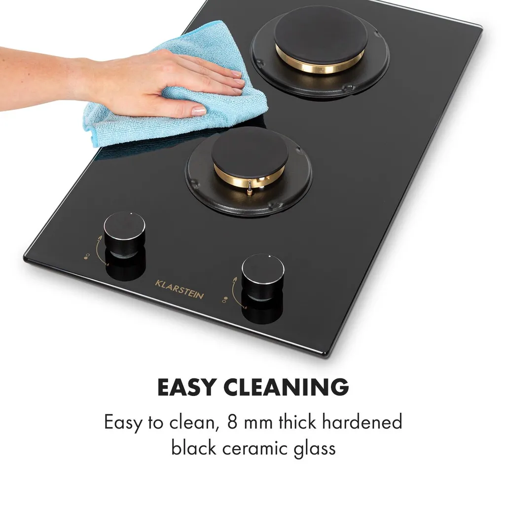 Klarstein Goldflame Domino Gaskochfeld , 2-flammig , Autark , 30 Cm , Einbau , Messing-Brenner , Erdgas/Propangas , Sicherheitsventile , Automatische Abschaltung , Topfträger Aus Gusseisen , Inkl. Schlauch Und Druckminderer , Glaskeramik Ø 8 Mm , Schwarz 10 Klarstein Goldflame Domino Gaskochfeld , 2-flammig , Autark , 30 Cm , Einbau , Messing-Brenner , Erdgas/Propangas , Sicherheitsventile , Automatische Abschaltung , Topfträger Aus Gusseisen , Inkl. Schlauch Und Druckminderer , Glaskeramik Ø 8 Mm , Schwarz – Bild 8