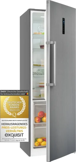 Exquisit Kühlschrank KS360-V-HE-040E Inoxlook | 359 L Nutzinhalt | Edelstahloptik