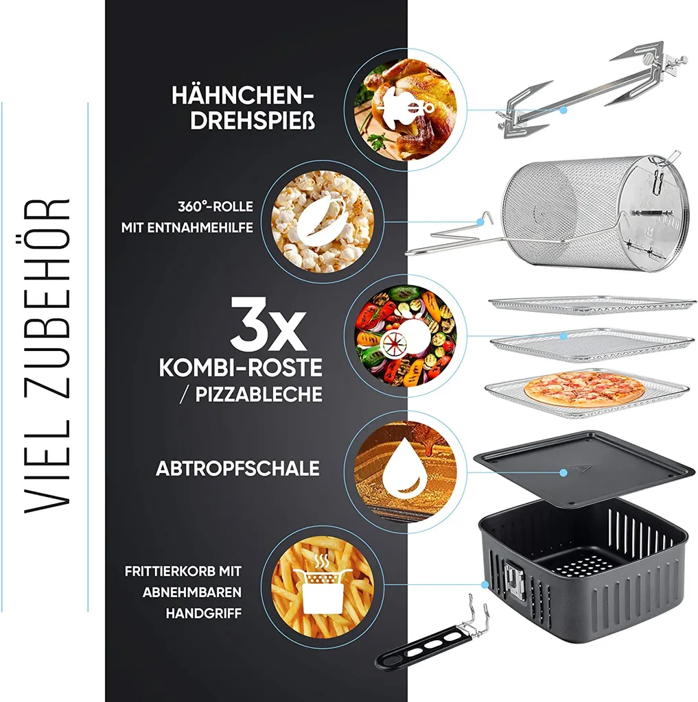 BALTER Heißluftfritteuse Heissluft Friteuse Heißluft Fritteuse Edelstahl 12 Liter, HL-1200 4 BALTER Heißluftfritteuse Heissluft Friteuse Heißluft Fritteuse Edelstahl 12 Liter, HL-1200 – Bild 2