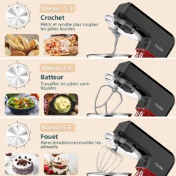 Homlee Küchenmaschine Knetmaschine 1800W,Teigmaschine Mit 6.5L Edelstahlschüssel,6 Geschwindigkeit Reduzierte Geräusche, Multifunktion Knetmaschine Mit Rührbesen,Rührhaken, Knethaken, Spritzschutz(Schwarz) -Küchen Profi 5c3d378516bce65024ee2939b72d5ec2