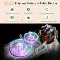 Homlee Küchenmaschine Knetmaschine 1800W,Teigmaschine Mit 6.5L Edelstahlschüssel,6 Geschwindigkeit Reduzierte Geräusche, Multifunktion Knetmaschine Mit Rührbesen,Rührhaken, Knethaken, Spritzschutz(Schwarz) -Küchen Profi 5f30e214c72dc299be4944cbe9312312