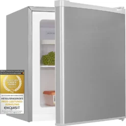 Exquisit Mini Gefrierschrank GB05-040E InoxlookPV | 33 L Volumen | Energieeffizienzklasse E | Inoxlook