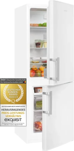Exquisit Kühl-Gefrierkombination KGC233-60-HE-040D Weiss | 173 L Nutzinhalt | Weiß