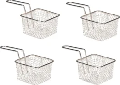 Edelstahl Mini Frittierkorb Pommesschale - 4er Set - Metall Servierkorb Für Fingerfood