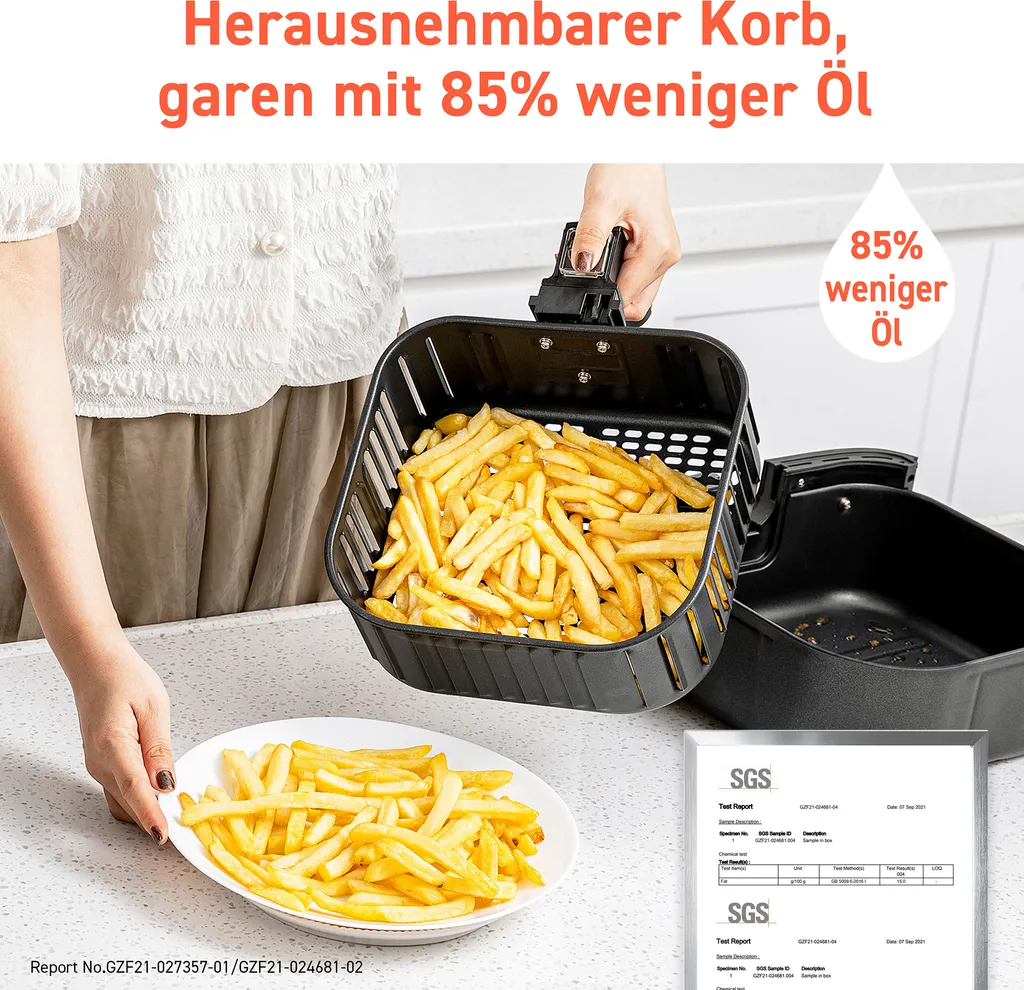 Cosori Premium 5,5-Liter Heißluftfritteuse Mit Spießgestell, Schwarz 5 Cosori Premium 5,5-Liter Heißluftfritteuse Mit Spießgestell, Schwarz – Bild 3