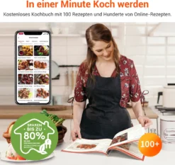 ULTENIC K10 XL Heißluftfritteuse, 5L Airfryer Mit 11 Programmen, Airfryer Mit Online-Rezepten, Touchscreen,1500W [Energieklasse A+++] -Küchen Profi 64f0ec0f8b20d1c0f2e4f830373ffae2
