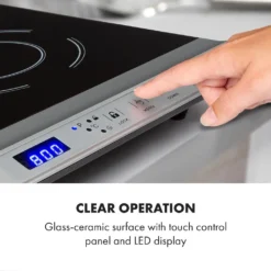 Klarstein Cucinata Mobile Kochplatte, Doppel-Induktionskochfeld, 3100W, Touch Control, Topfsensor, Abschalttimer, 10 Stufen, Überhitzungsschutz, Kindersicherung, Glaskeramik, Silber -Küchen Profi 65d58c721dc659967de7fe2bbc60b98c