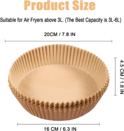 Luftfritteusen-Papier [100 Blatt], Runde Einweg-Papiereinsätze Für Luftfritteusen, Fettdichtes Pergament, Mehrzweck-Antihaft-Silikonpapier -Küchen Profi 6804758e925832dbd9db464025603055