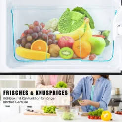 Merax Table Top Kühlschrank BCD-86A, 87 Cm Hoch, 43 Cm Breit, 60 L, Mini Kühlschrank Mit Gefrierfach, Doppeltür Und LED-Beleuchtung, Kühl-und Gefrierfunktion, Freistehend Und Klein -Küchen Profi 683ce8403affb222dd9af7f6e7c17354 1