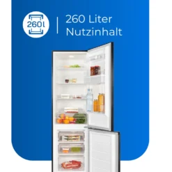 Exquisit Kühl-Gefrierkombi KGC265-70-WS-040D Inoxlook-az | 260 L Nutzinhalt -Küchen Profi 68cff7d9c986bc65c2ce885a0880253a