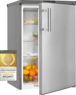 Exquisit Vollraumkühlschrank KS16-V-HE-011D Inoxlook | 134 L Nutzinhalt | Edelstahloptik