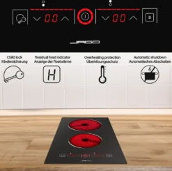 Jago® Glaskeramikkochfeld - Autark, Rahmenlos, 1200/1800 Watt, Für Alle Kochtöpfe, Ø 16/20 Cm, 9 Leistungsstufen, Timer-Automatik, Schwarz - Ceranfeld, Cerankochfeld, Kochfeld, Kochfelder -Küchen Profi 692d4fb230889bb0330613de15a4069a