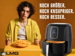LMG Heißluftfritteuse XXL Premium 5.2L - Airfryer Mit Touch-Bedienfeld, Neueste Technik, 100% Knusprig, Ohne Fett – Backen, Frittieren, Grillen, Rösten - Spülmaschinenfest - Extrem Leise Anwendung 11 LMG Heißluftfritteuse XXL Premium 5.2L - Airfryer Mit Touch-Bedienfeld, Neueste Technik, 100% Knusprig, Ohne Fett – Backen, Frittieren, Grillen, Rösten - Spülmaschinenfest - Extrem Leise Anwendung -Küchen Profi 694a680d58da7195d02f9749ccb8ccc1