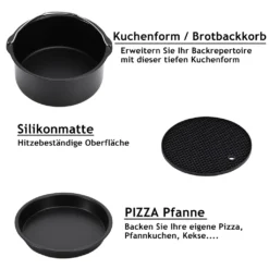 Monzana Heißluftfritteuse Zubehör 8tlg. Fritteuse Set Inkl. Brotbackkorb 3,6L Pizzapfanne Silikonpfanne Grillrost Spieße -Küchen Profi 695b1438c69aed56f04e7475afd0f78c