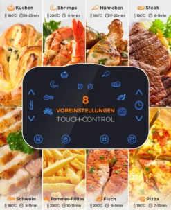 Tomons Heißluftfritteuse XXL 5,5 L Elektrofritteuse, 1800W, Airfryer Ohne Fett Und Öl, Friteuse Heißluft Mit 8 Voreinstellungen, Alarmtimer, Digitales Touch-Display, Frittierkorb Und Rezeptheft -Küchen Profi 6975cd10eaf2146fe21d3079e54cf83f