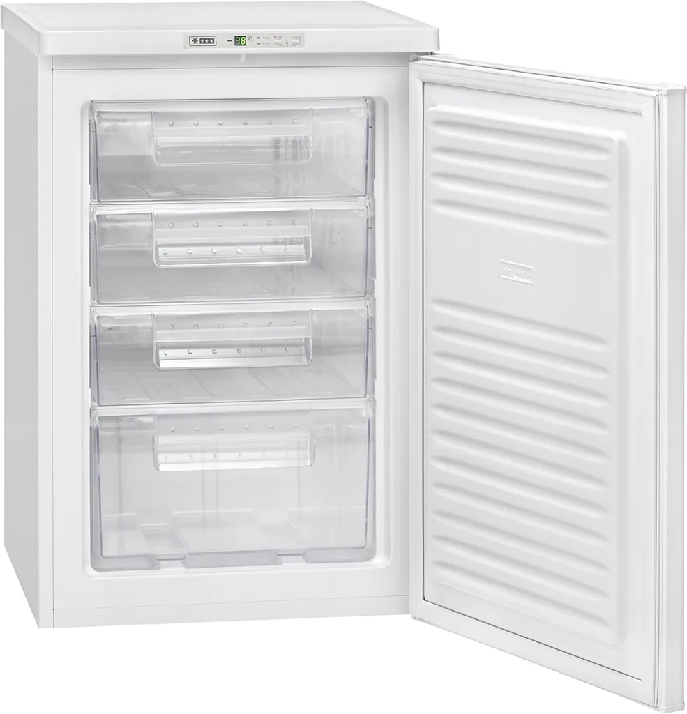 Bomann GS 7243 Gefrierschrank, 91 Liter, Mit Akustischem Tür-Warnsignal, LED Frontdisplay, Schnellgefrierfunktion Und 4 Sterne-Kennzeichnung, Weiß 5 Bomann GS 7243 Gefrierschrank, 91 Liter, Mit Akustischem Tür-Warnsignal, LED Frontdisplay, Schnellgefrierfunktion Und 4 Sterne-Kennzeichnung, Weiß – Bild 3