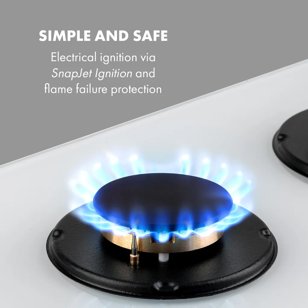 Klarstein Goldflame Domino Gaskochfeld , 2-flammig , Autark , 30 Cm , Einbau , Messing-Brenner , Erdgas/Propangas , Sicherheitsventile , Automatische Abschaltung , Topfträger Aus Gusseisen , Inkl. Schlauch Und Druckminderer , Glaskeramik Ø 8 Mm , Weiß 7 Klarstein Goldflame Domino Gaskochfeld , 2-flammig , Autark , 30 Cm , Einbau , Messing-Brenner , Erdgas/Propangas , Sicherheitsventile , Automatische Abschaltung , Topfträger Aus Gusseisen , Inkl. Schlauch Und Druckminderer , Glaskeramik Ø 8 Mm , Weiß – Bild 5