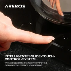 AREBOS Glaskeramikkochfeld, 8500 W, 5 Kochfelder, 77cm, Autark, Inkl. Dual-Kochzone Und Bräterzone, Mit Sensor Touch, Kindersicherung, Überhitzungsschutz, Autoabschaltung -Küchen Profi 6d6411340272dcb808528b6d2a8cc927 1